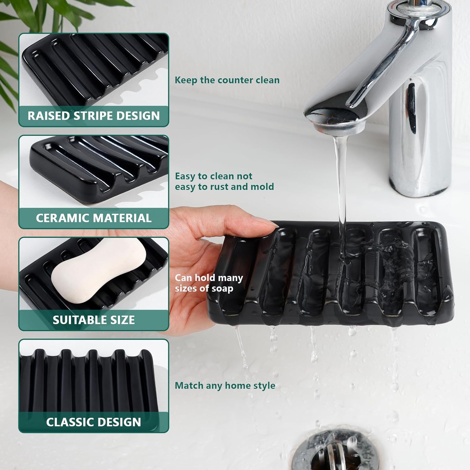 Juego de baño de espuma BosilunLife Pockmark de 4 piezas de cerámica reciclada y arcilla ecológica