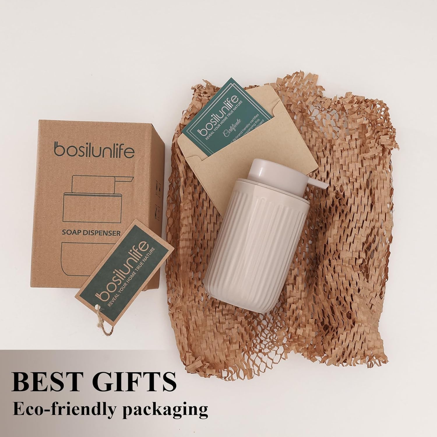 BosilunLife Pockmark Liquid Soap Dispenser Recycled Eco-Clay 11oz