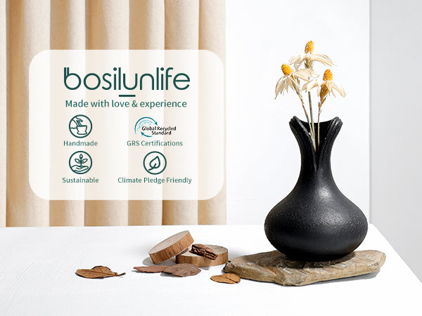 BosilunLife Flower Vase Recycled Ceramic Eco-Clay