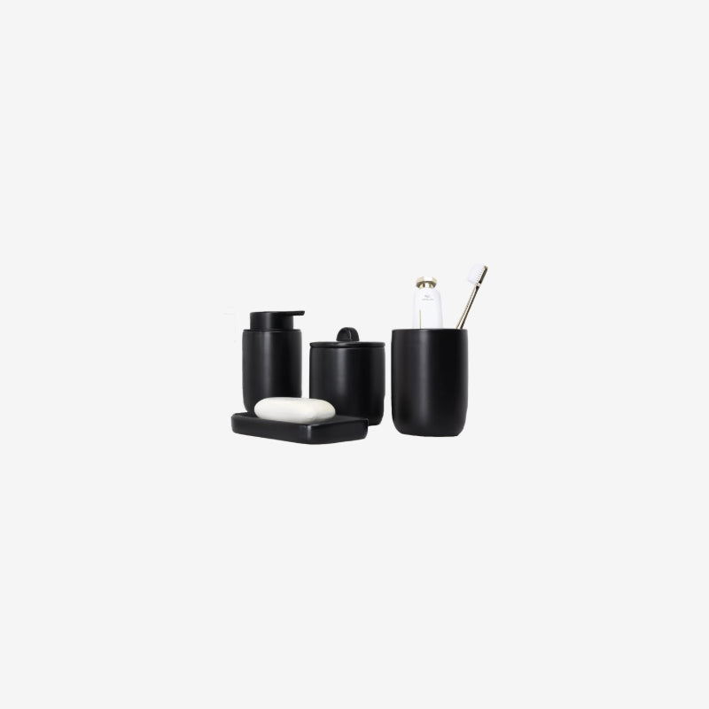 Matte Black 4-Piece Bathroom Set Sustainable Ceramic Foam