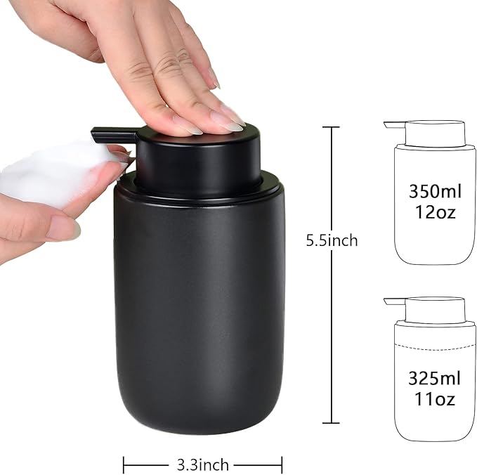BosilunLife Schäumender Seifenspender, schmal, recycelte Keramik, Öko-Ton
