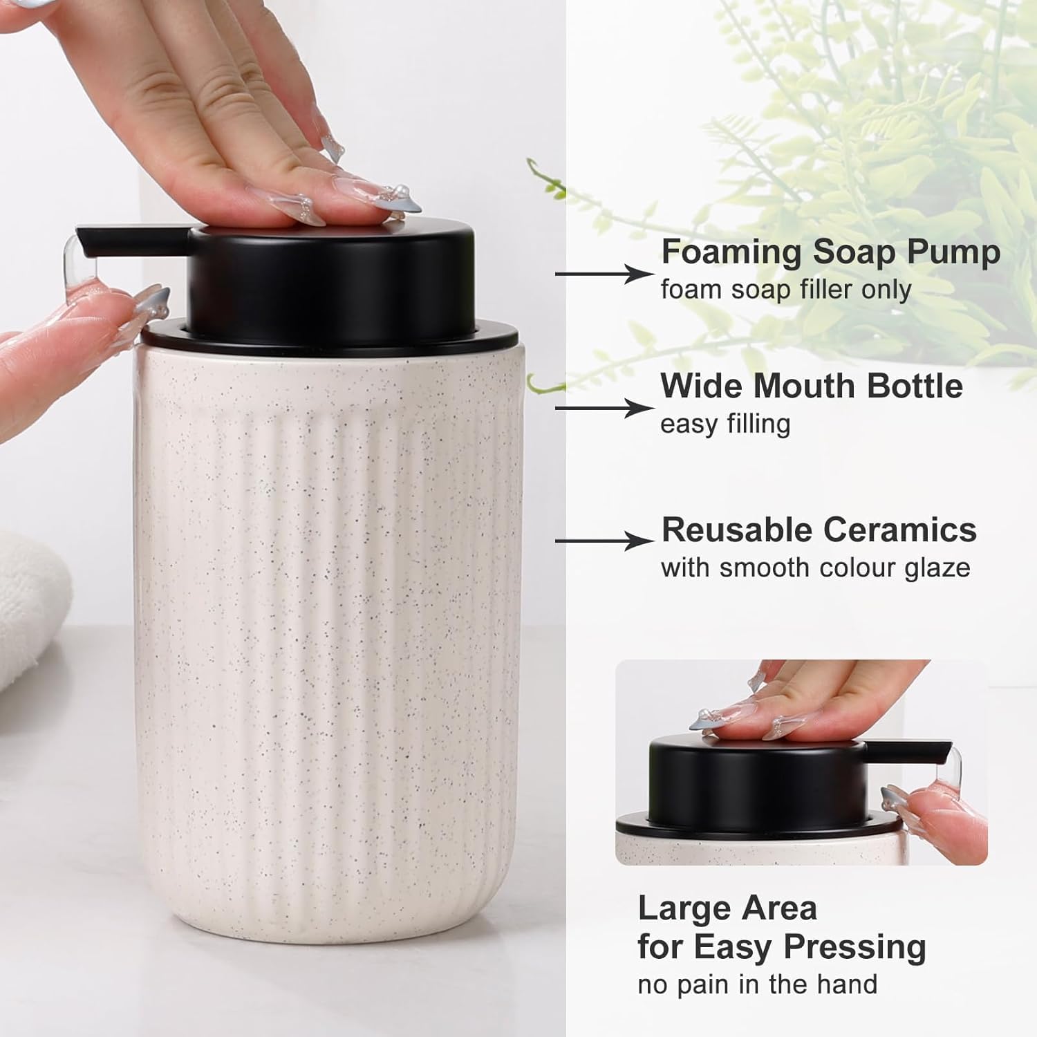 BosilunLife Pockmark 4-teiliges Flüssig-Badezimmerset aus recycelter Keramik, Öko-Ton