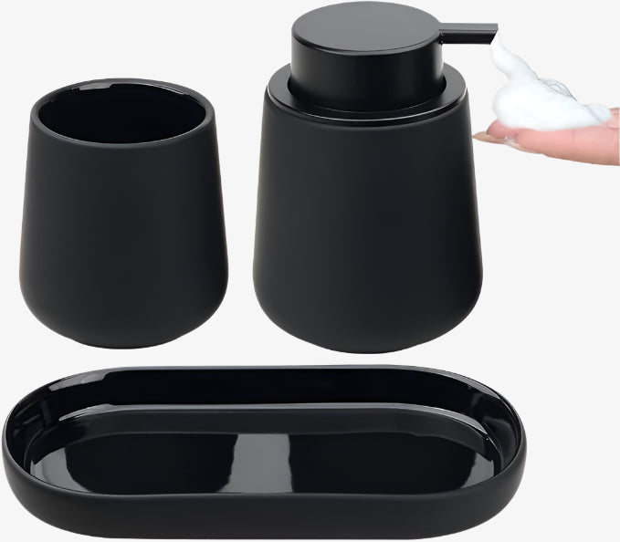 Juego de accesorios de baño de arcilla ecológica de cerámica reciclada con pintura de caucho espumosa BosilunLife