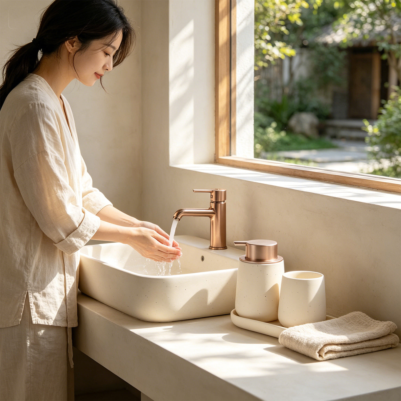 BosilunLife Modern 3‑Piece Foaming Bathroom Set Recycled Eco‑Clay