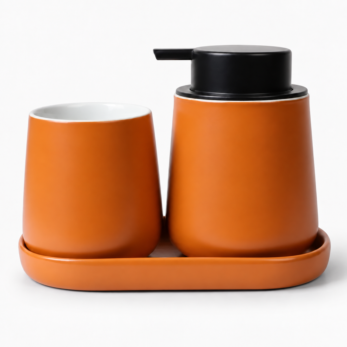 BosilunLife Nordic Bath Foaming Bathroom Set 3-Piece Orange Recycled RebornClay™