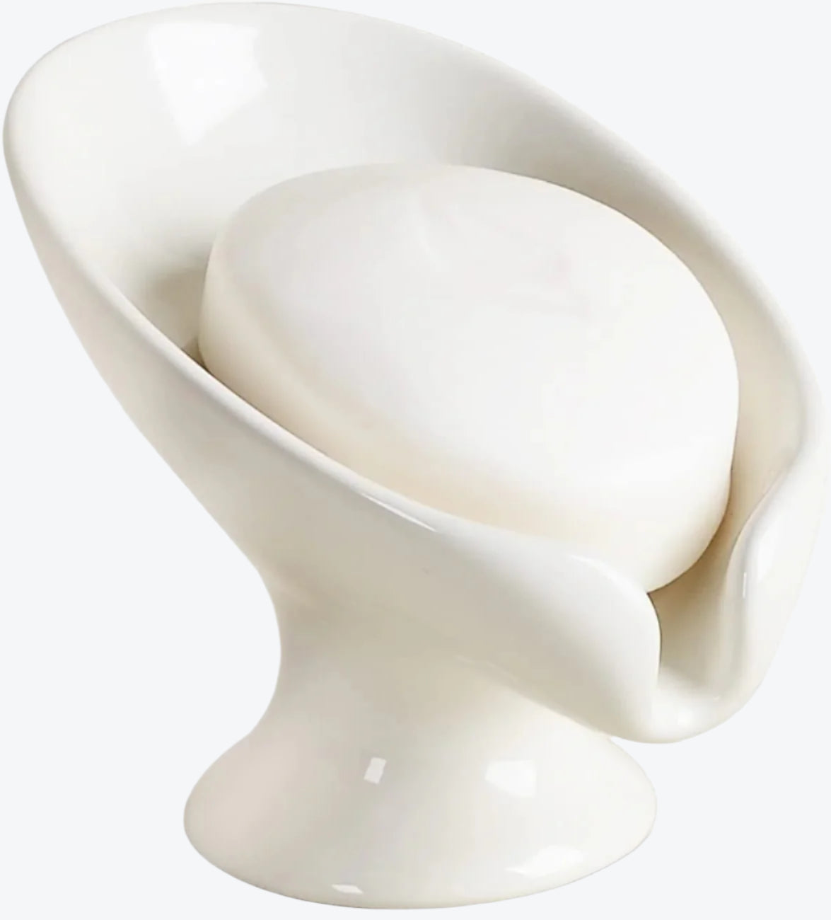 White ceramic egg cup on a white background
