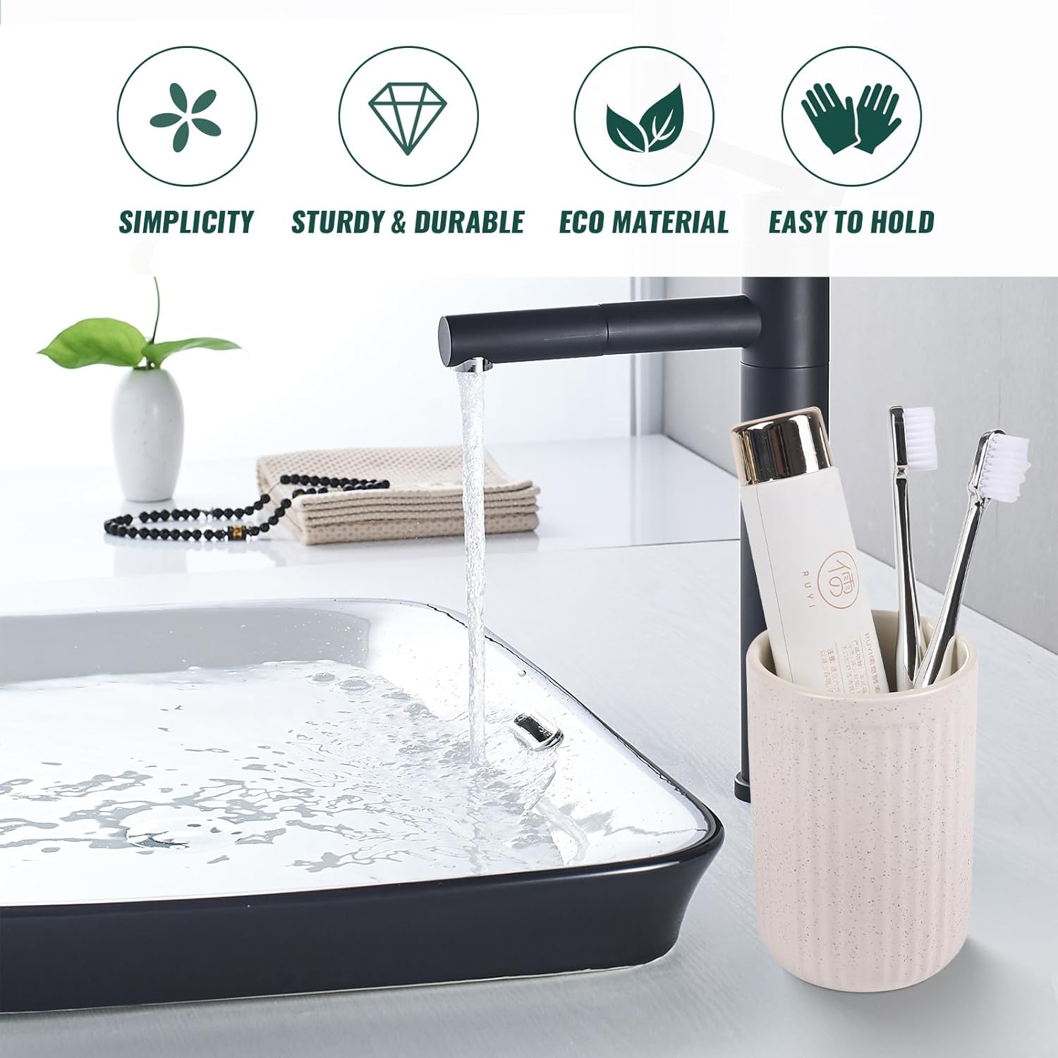 BosilunLife Pockmark Toothbrush Holder Recycled Eco-Clay 12 oz