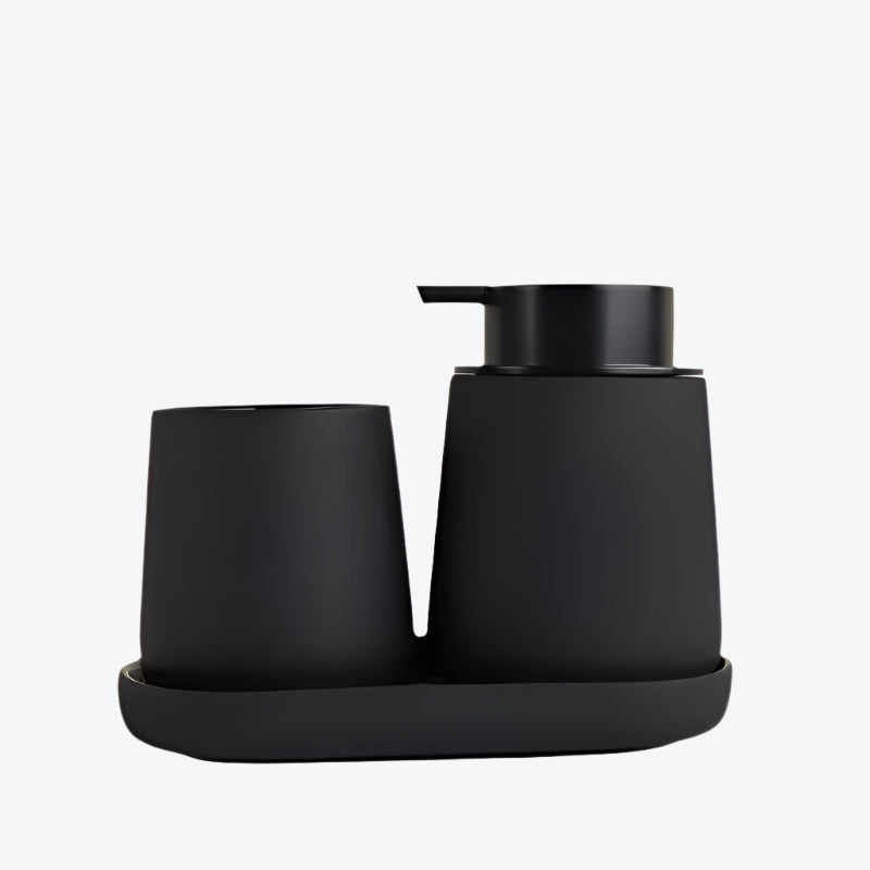 a black rubber paint liquid bathroom accessories set