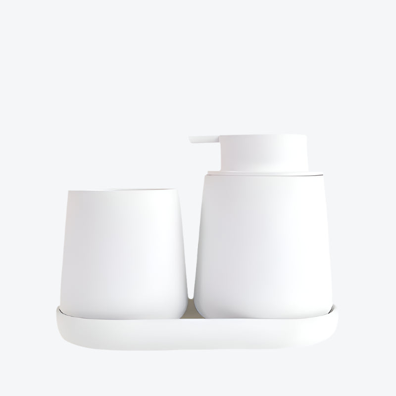 a white rubber paint liquid bathroom accessories set