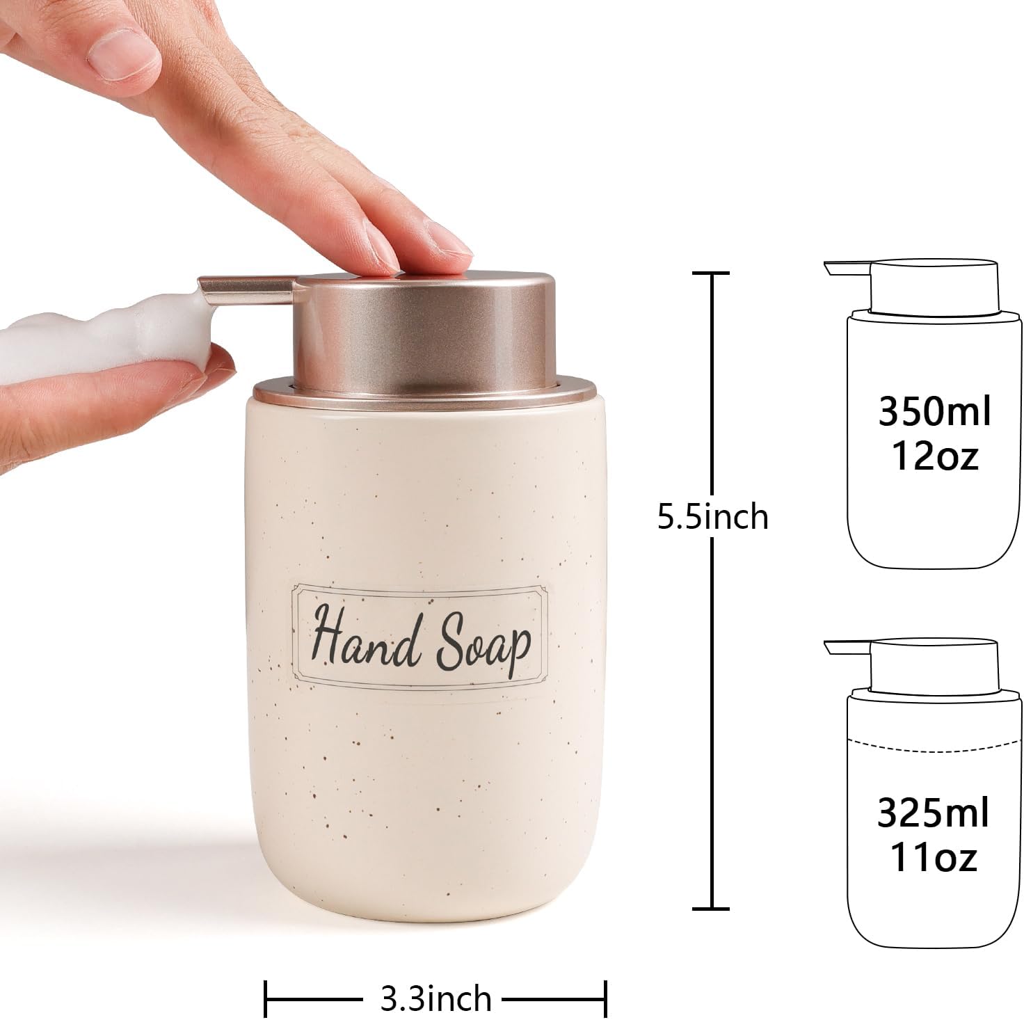 BosilunLife Slim Foaming Soap Dispenser Set of 2 12 oz Recycled Eco-Clay