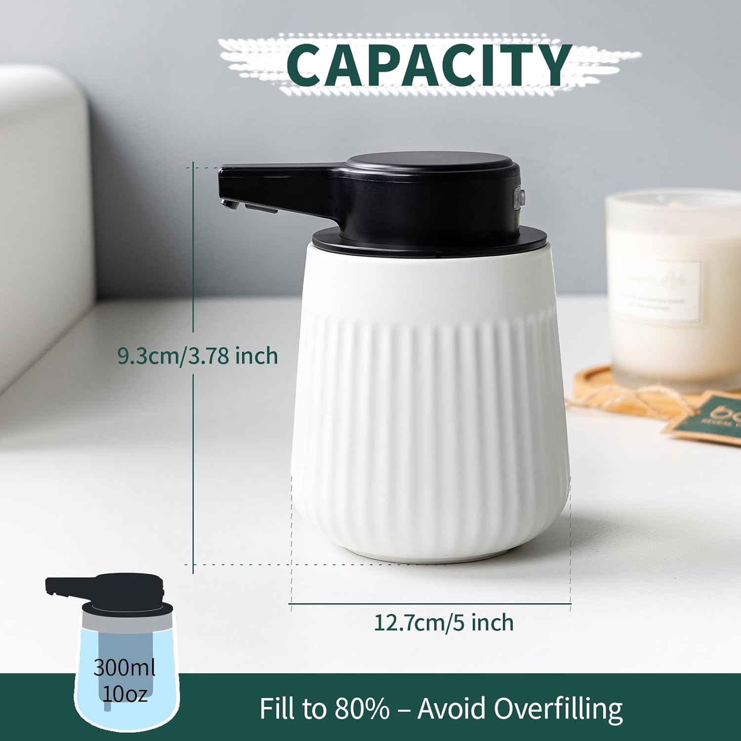 BosilunLife SoftWave Automatic Foaming Soap Dispenser Recycled Eco-Clay 10 oz