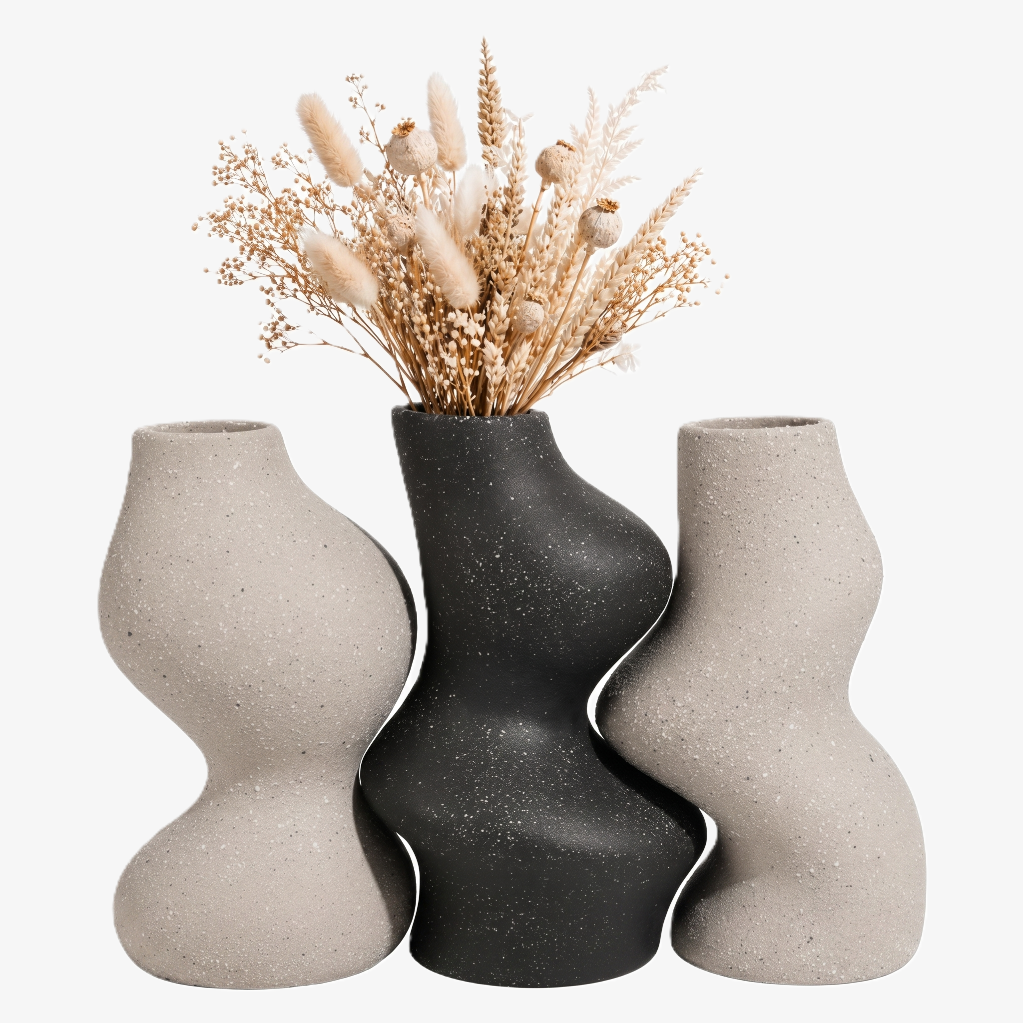 BosilunLife Wabi-Sabi Flower Vases Set of 3 Recycled Eco-Clay