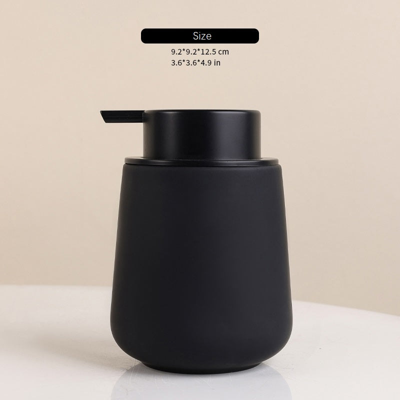 Sustainable ceramic foaming soap dispenser black with rubber paint finish, luxury design, and eco-friendly materials