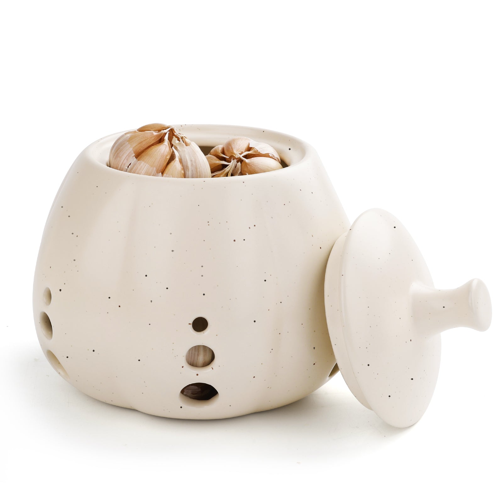 BosilunLife Bionic Garlic Storage Jar – Handmade Ceramic, Ventilated Design