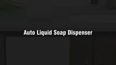 BosilunLife Nordic Garden 17 oz automatic liquid soap dispenser in white, recycled eco-clay, showcase on a counter.