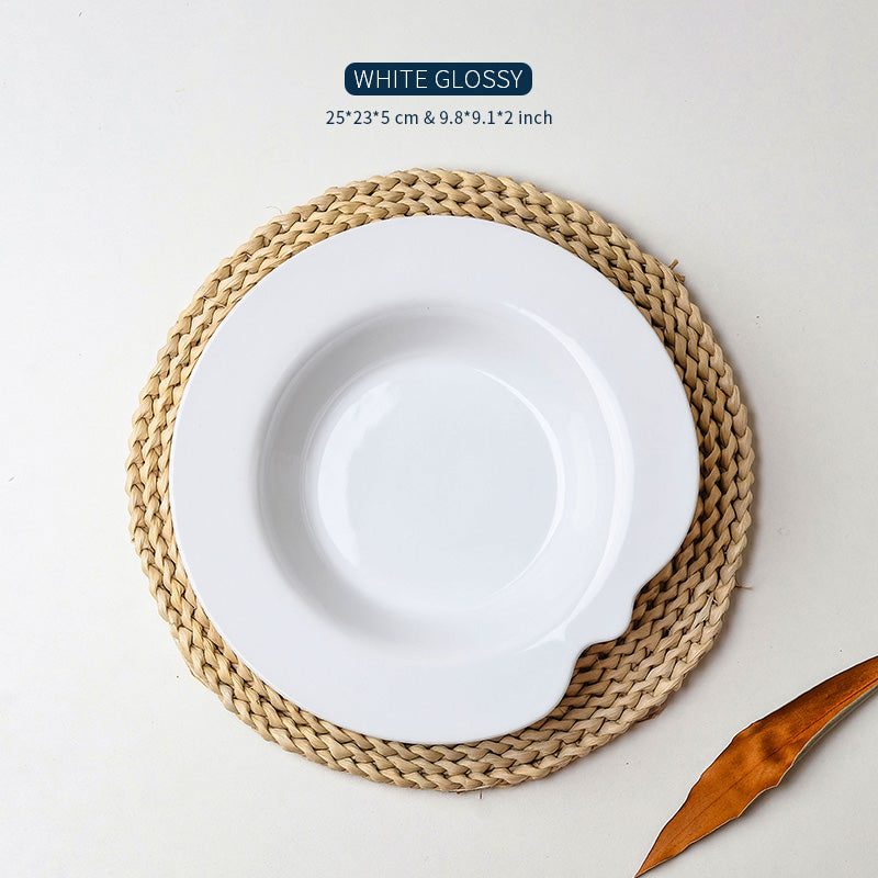 A white ceramic bowl with specific dimensions